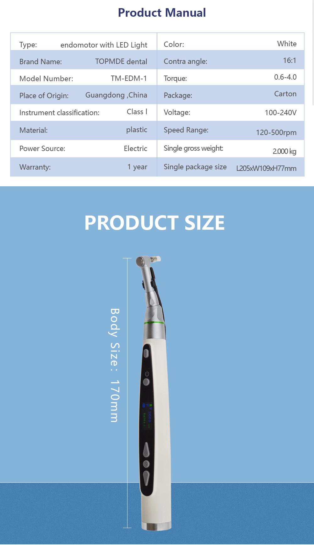 Dental Equipment LED Wireless Mini 16: 1 Reduction Endo Motor