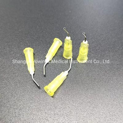 Dental Disposable Pre-Bent Irrigation Needle Tips Yellow 25g for Dental Composite