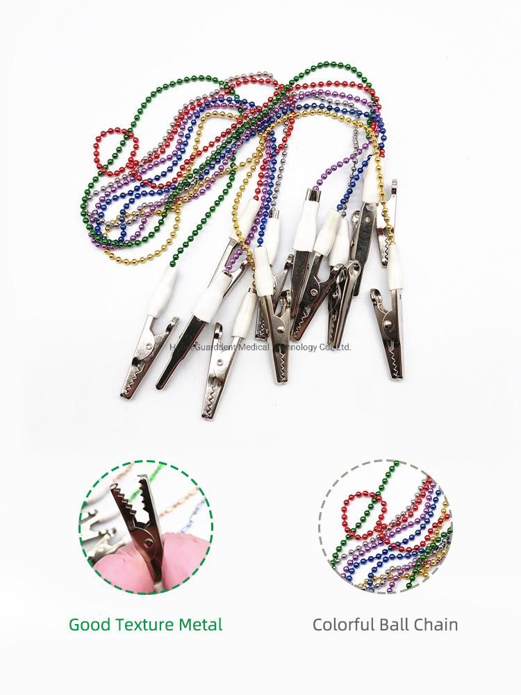 Dental Bibs Holder Dental Metal Ball Chains Autoclavable Necklace Clip Bibs