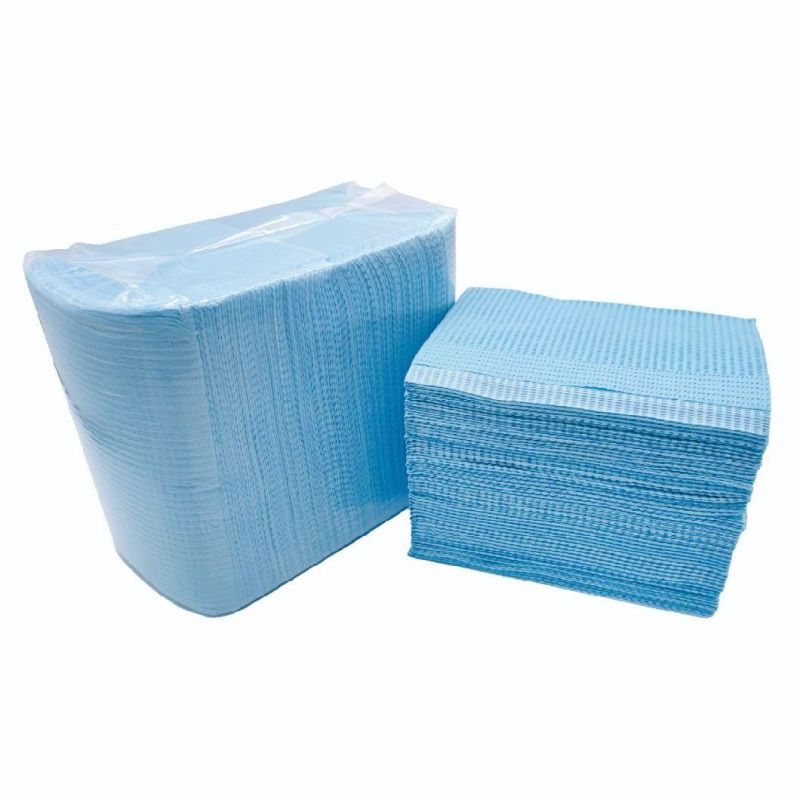 Waterproof Disposable Tissue Coated PE Film Dental Bibs