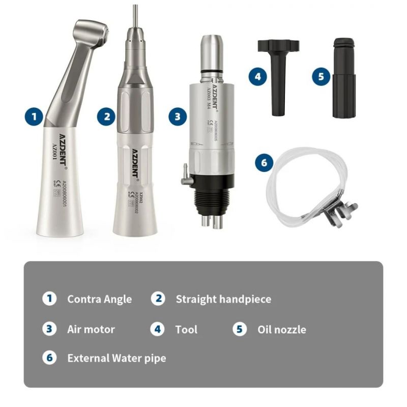 1: 1 Dental Low Speed Handpiece Kit with Contra Angle/Straight Handpiece 2/4 Holes Air Motor