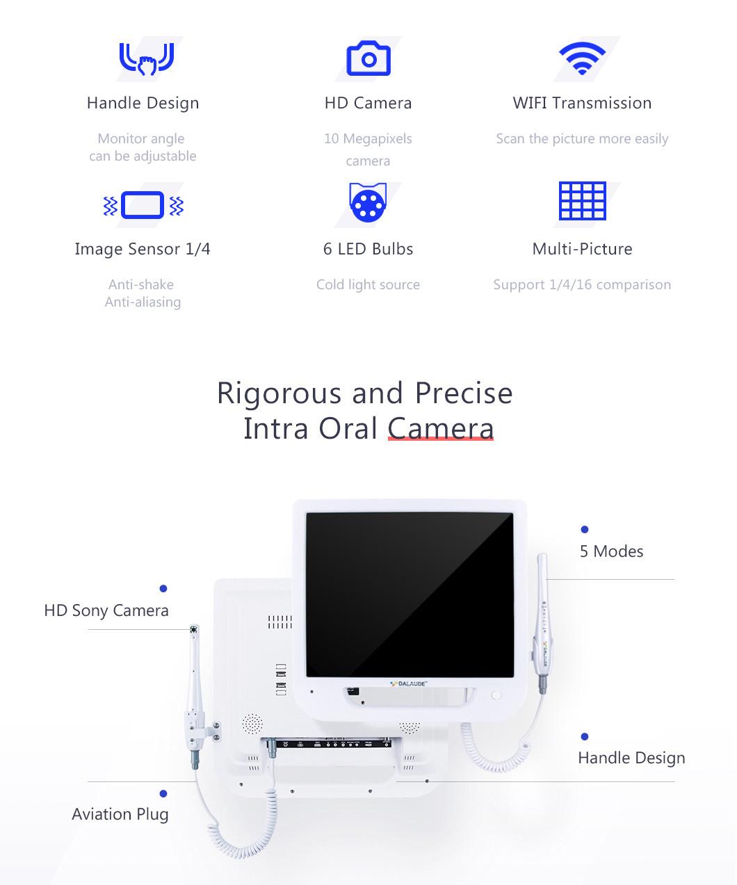 17inch LCD Monitor 10 Megapixels High Definition Dental Digital Viewer Intraoral Camera Endoscrope with Multimedia and WiFi Function and Handle