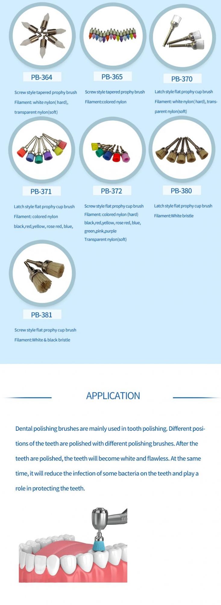 Latch Style Flat Prophy Brush Polishing Prophy Brushes