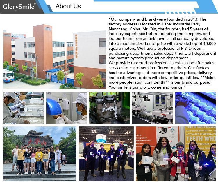 MSDS Registered Manufactory Glory Smile Dental Bright Custom Service Home Use Blue Non-Peroxide Teeth Whitening Strips