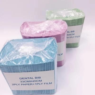 Cheap Price Disposable Colorful Dental Bibs 2ply Tissue and 1ply PE