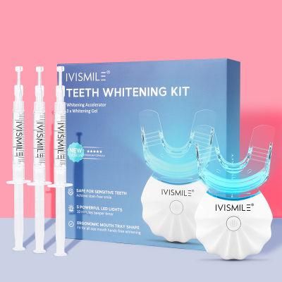 10minutes Timer Pap Gel 5LEDs Teeth Whitening Kit with LED Light for Sensitive Teeth