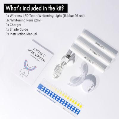 White Wireless Rechargeable Teeth Whitening Gel with LED Accelerator Light and Tray Kit