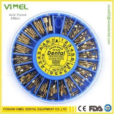 240 PCS Gold Plated Dental Screw Post Dental Materials Supplies Dental Mini Screw Implant Materials