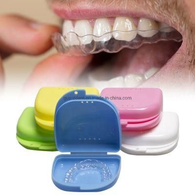 Colour Compact Denture Box Dental Retainer Box with Holes OEM Logo Acceptable