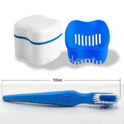 Denture Bath Case with Denture Cleaner Brush with Strainer