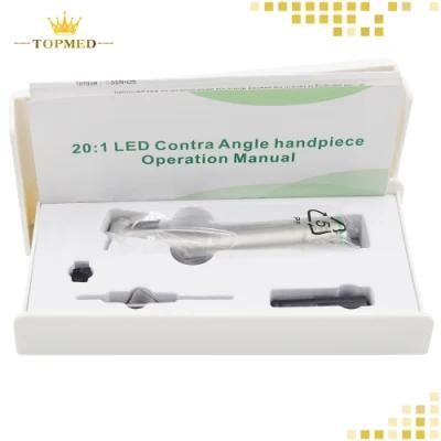 Full Stainless Steel 20: 1 Fiber Optic Contra Angle with Light