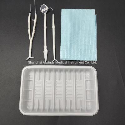 Dental Disposable Dental Instrument Kits with Dental Mouth Mirror/Dental Probe/Dental Tweezer