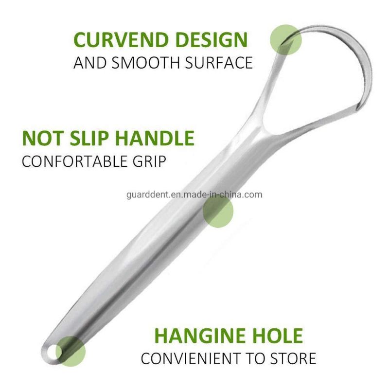 Zero Waste Hygienic Non-Synthetic Grip Stainless Steel Tongue Cleaner Scraper