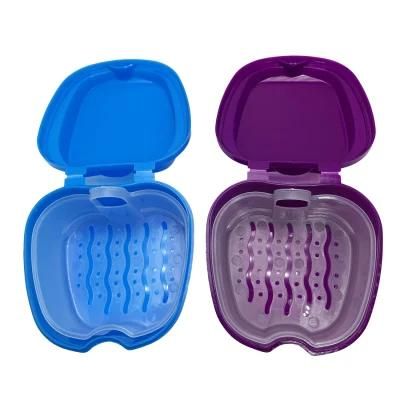 Apple Shape Plastic Denture Box Denture Bath Box with Strainer