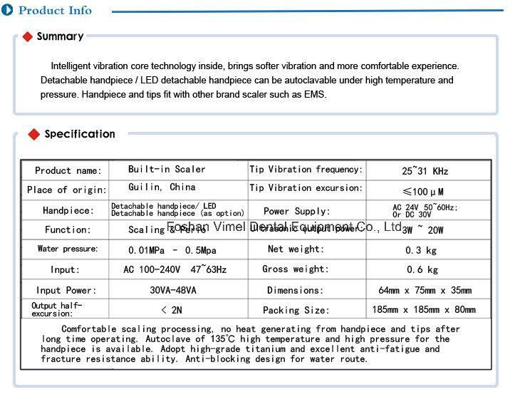 LED Built in Dental Ultrasonic Scaler Scaling Machine