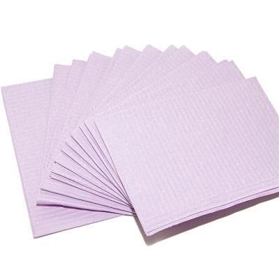Wholesale Price 3 Ply Waterproof Tattoo Bibs 13X18 Inch 125 Purple Dental Bibs Disposable