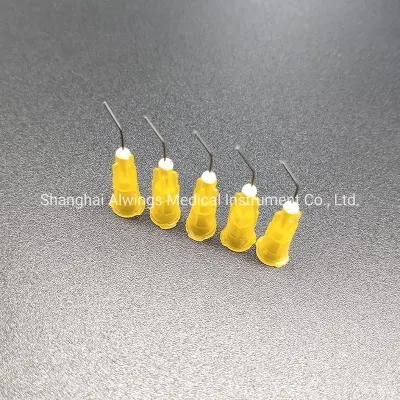 Dental Disposable Pre-Bent Irrigation Needle Tips for Dental Composite Orange/Yellow 25g