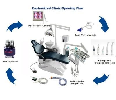Dental Chair Package Set with Air Compressor, Handpiece, Intraoral Camera with Monitor Dental Medical Equipment Disinfection Dental Chair