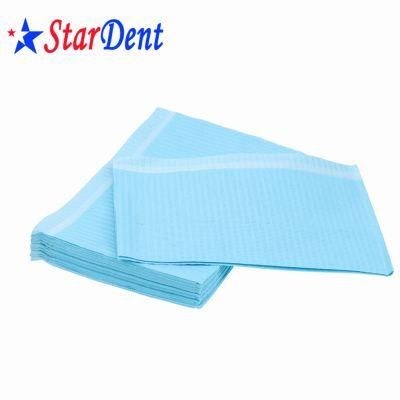 Colorful Non-Woven Fabric Disposable Waterproof Dental Barrier Sheet Poly Bibs 2ply Paper + 1ply Poly for Dentist Medical Use
