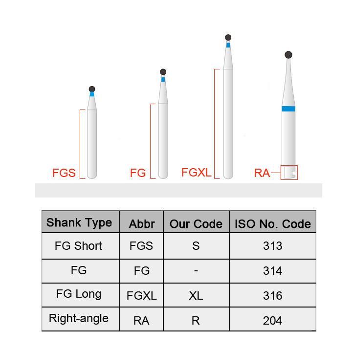 Br-40 Round Shape Fg Shank Diamond Dental Burs 001-016m