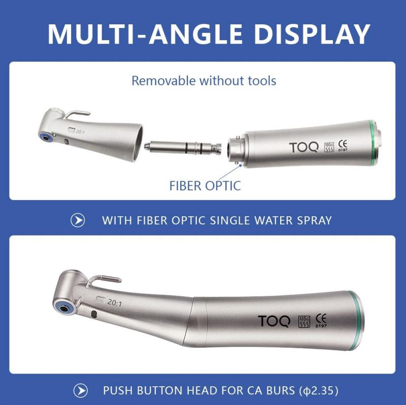 Full Stainless Steel 20: 1 Fiber Optic Contra Angle with Light