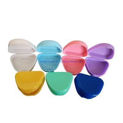 Colorful Triangular Dental Travel Retainer Braces Aligner Storage Box with Vents