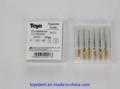 Medical Instrument Dental Rotary Topmost Gold Dental Endo Root Canal Niti Tg-6 Files
