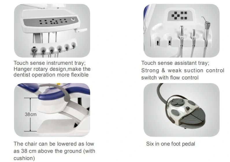 CE ISO FDA Electric Portable Colorful Multi Functional Medical Teeth Device Manufacturer Dental Chair Unit with LED Lamp