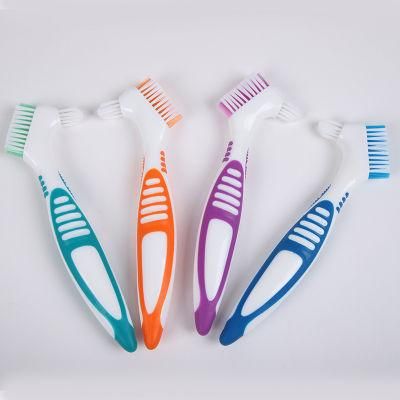 Plastic Denture Brush Clearer for False Tooth Cleaning Blue/Green/Purple