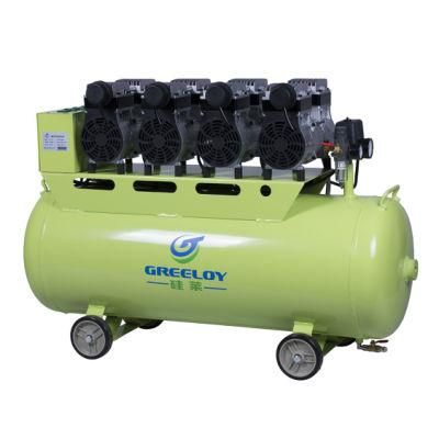 Portable Pure Copper Coil 120 Liter 8 Bar Medical Hospital Dental Silent Oil Free Pump Air Compressor with Tank