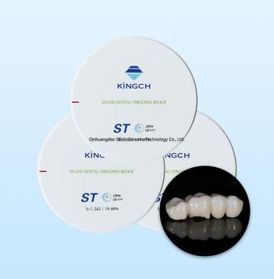 Kingch 98mm Zirconia Dental Disc St White Ceramic Block for Bridge
