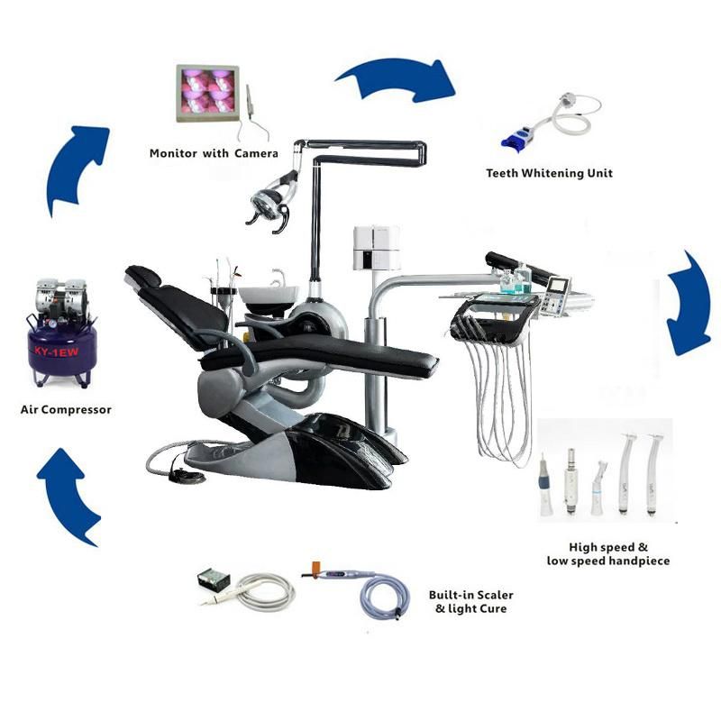 Dental Unit Luxury Black&Grey Colour Disinfection Dental Chair Package Unit