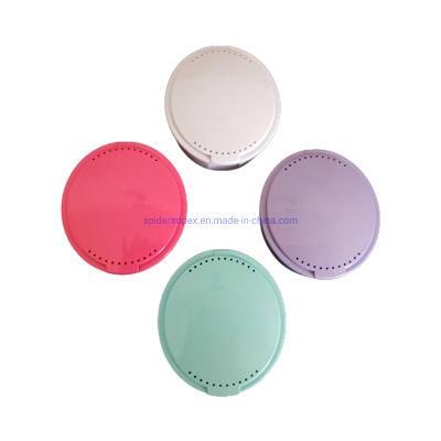 Assorted Colors Plastic Oval Invisible Dental Retainer Storage Box with Mirror