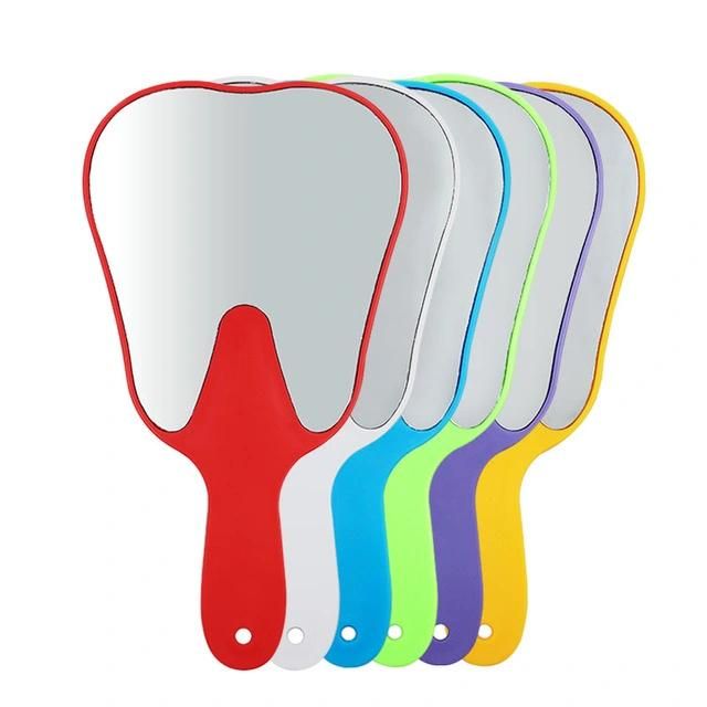 OEM Rainbowl Color Tooth Shape Hand Held Dental Mirror