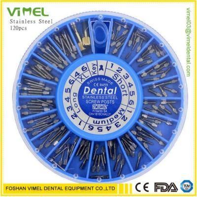 Dental Orthodontic Material Stainless Steel Screw Post 120PCS&2key Screw Post