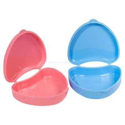 Sky Blule Plastic Heart-Shaped Dental Retainer Denture Aligner Braces Storage Box