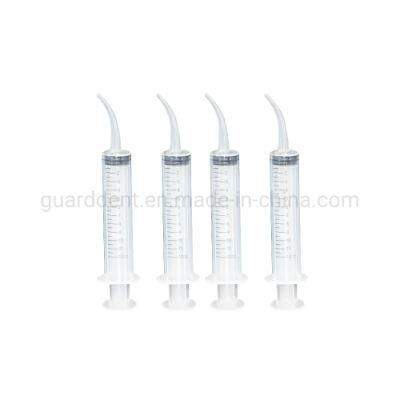 Medical Grade Disposable 12ml Dental Irrigation Syringes with Curved Tip for Oral Care