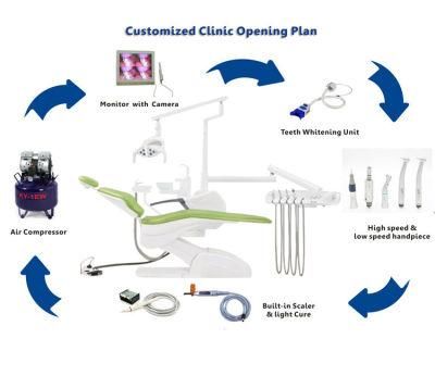 Economical Dental Chair Price in Dental Clinic LED Sensor Light Rotary Spittoon Dental Unit