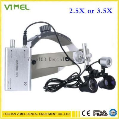 Dental LED Headlight Lamp 3.5X Binocular Loupe Magnifier Glasses 420mm