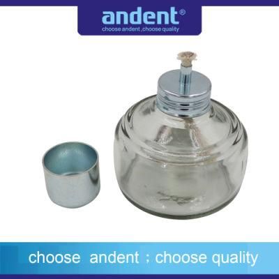 Dental Glass Cotton Wick Alcohol Lamp with Metal Cover