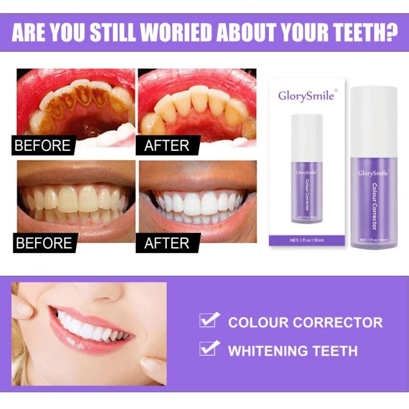 V34 Color Corrector Teeth Whitening Professional Brighten Teeth Purple Toothpaste